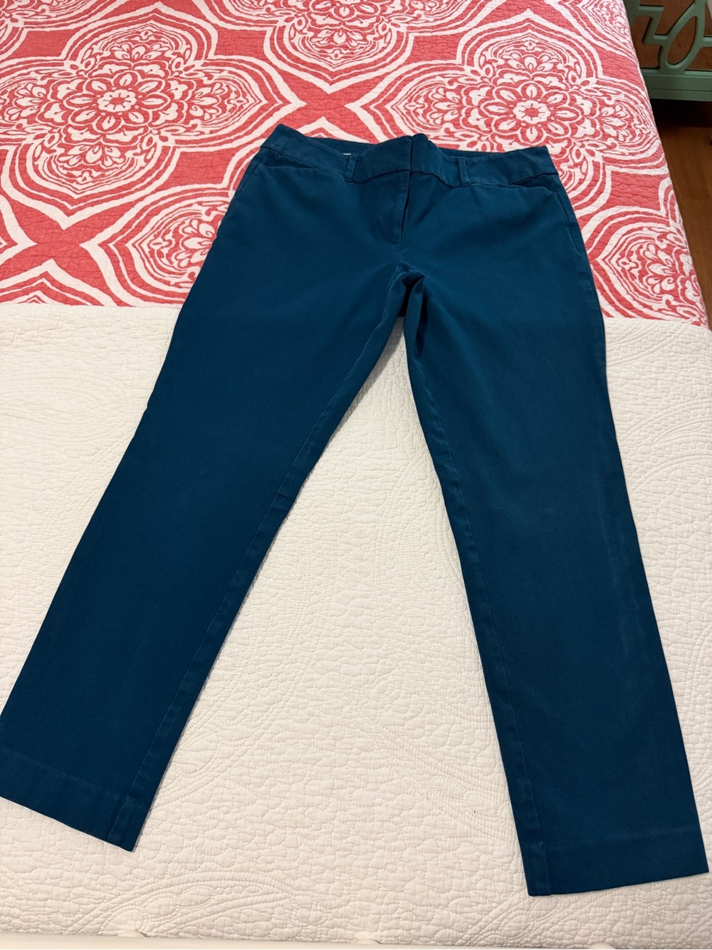 LOFT Curvy Skinny Ankle Pants Size 8 Teal Blue Stretch